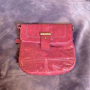 Fossil || Red Leather Crossbody Flap Bag Purse